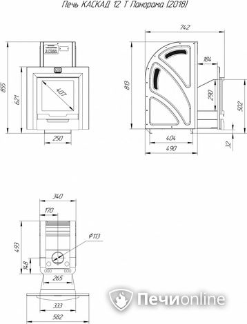 Дровяная банная печь Теплодар Каскад-12 Т Панорама (2018) в Курске