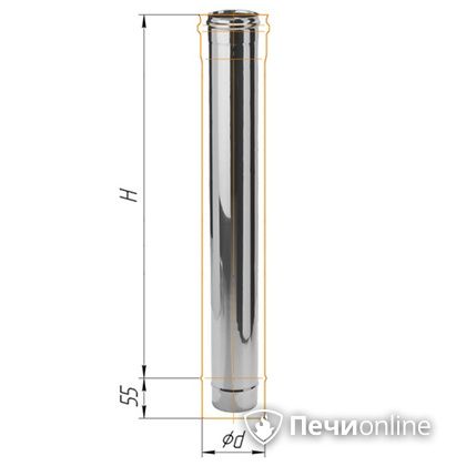 Дымоход Феррум Дымоход нержавейка 08 d-115 L=1м в Курске