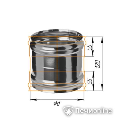 Дымоход Феррум Адаптер ММ для печи нержавеющий 08 d-120 в Курске