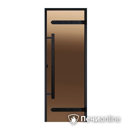 Дверь для бани Harvia Стеклянная дверь для сауны LEGEND 7/19 черная коробка сосна бронза  D71901МL в Курске