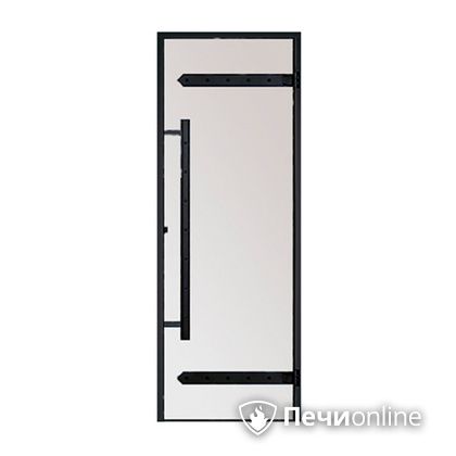 Дверь для бани Harvia Стеклянная дверь для сауны LEGEND 7/19 черная коробка сосна сатин D71905МL в Курске